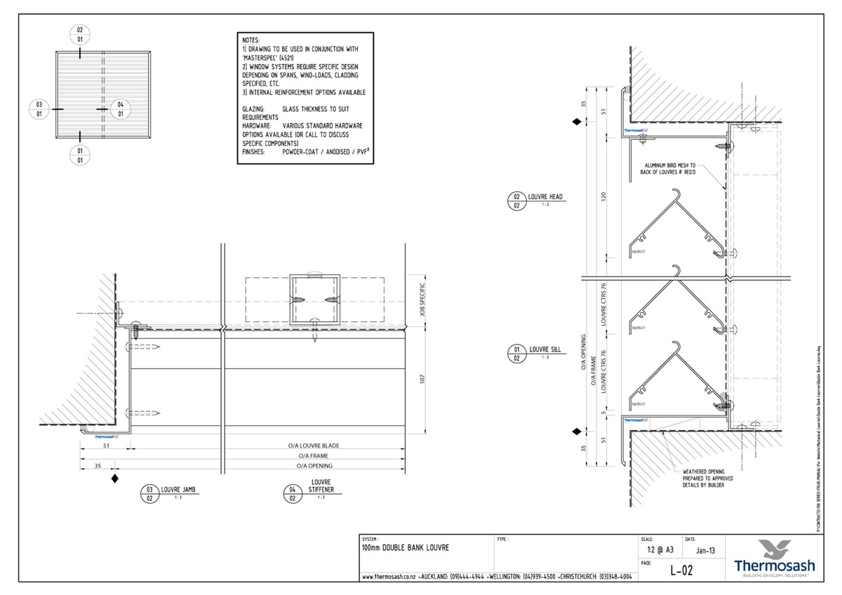 CAD Download - Thermosash 100mm Double Bank Louvre