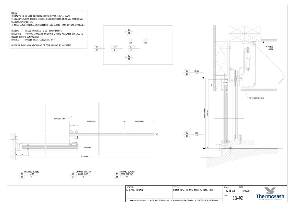 CAD Download - Channel Glazing System - Frameless Glass Auto Sliding Door