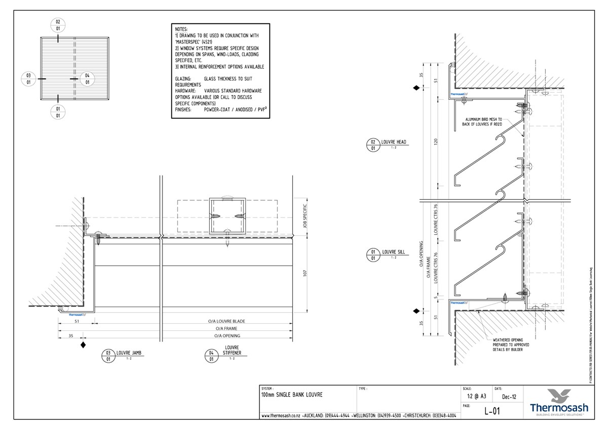 CAD Download - 100mm Single Bank Louvres